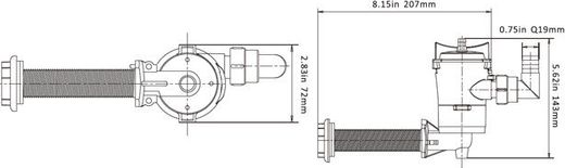 Аэратор горизонтальный 12 В, 350 GPH (1324,8 л/час), SeaFlo