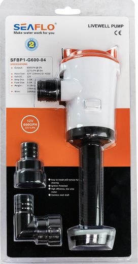 Аэратор вертикальный 12 В, 600 GPH ( 2271, 2 л/час), SeaFlo