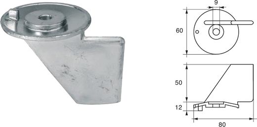 Анод цинковый Polipodio, для Suzuki DF40T-50T/DF40A-60A/DT40-85 (киль протектор)