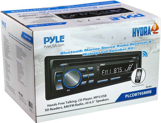 Морская аудиосистема 1DIN PYLE PLCDBT95MRB, комплект