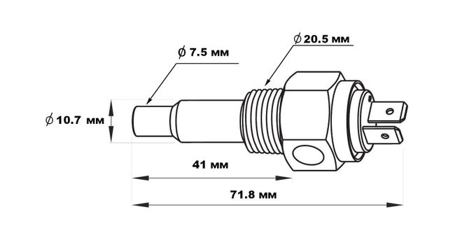 Датчик температуры масла 50-150 гр., сигнализация 120 гр., резьба 1/2"-14NPT, Marine Rocket