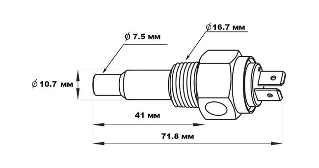 Датчик температуры воды 40-120 гр., сигнализация 98 гр., резьба 3/8"-18NPT, Marine Rocket