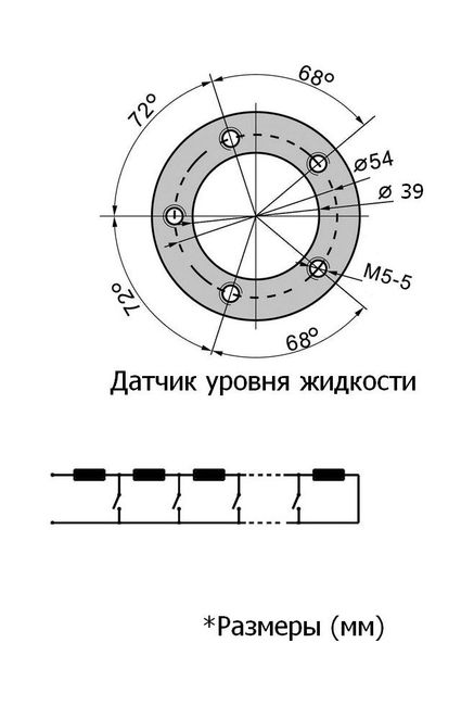 Датчик уровня 390 мм, 0-190 Ом, S5, Marine Rocket