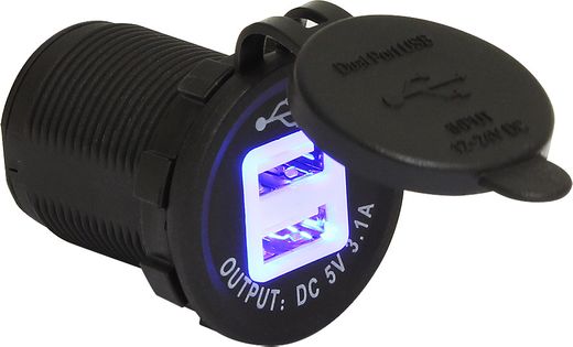 Гнездо питания с usb-разъемами, 3,1 а, подсветка