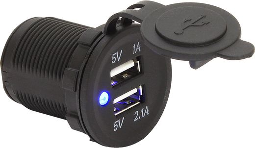 Гнездо питания с usb-разъемами, 3,1 а, светодиод