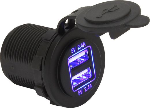 Гнездо питания с usb-разъемами, 4,8 а, подсветка