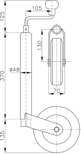 Колесо опорное для прицепа ST 48-200 VB 150 кг WINTERHOFF