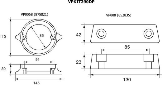 Комплект анодов цинковых Polipodio, для УПОК Volvo Penta DP290/DP