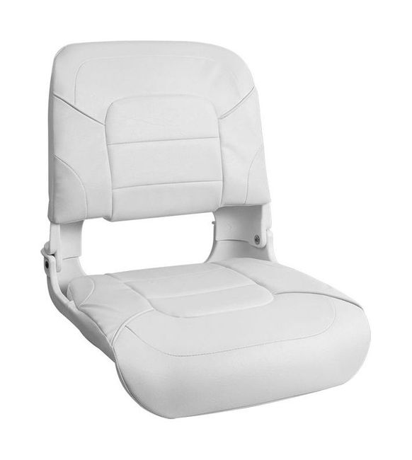 Кресло пластмассовое складное с подложкой All Weather High Back Seat, белое