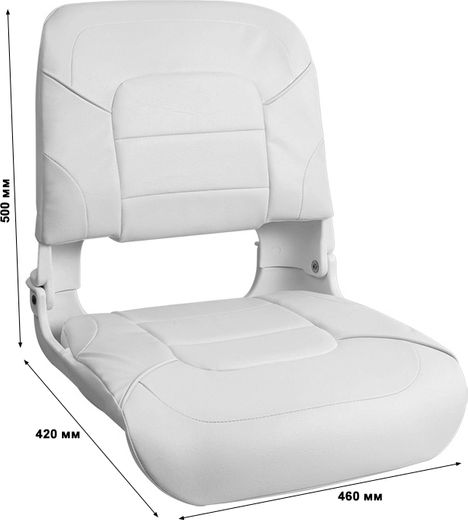 Кресло пластмассовое складное с подложкой All Weather High Back Seat, белое