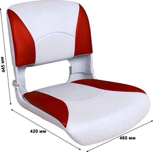 Кресло для катера (яхты) пластмассовое складное с подложкой Deluxe All Weather Seat, белый/красный