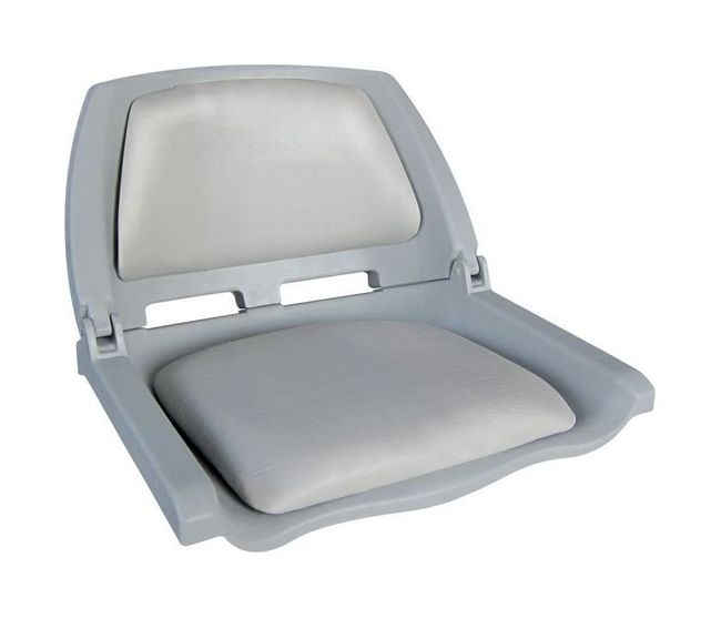 Кресло пластмассовое складное с подложкой Molded Fold-Down Boat Seat, серое