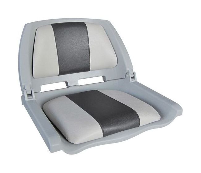 Кресло пластмассовое складное с подложкой Molded Fold-Down Boat Seat,серый/чёрный