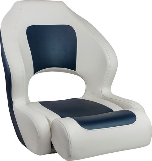 Кресло для катера (яхты) с болстером Delux Sport Flip Up, обивка винил, цвет белый/синий (MR18004)