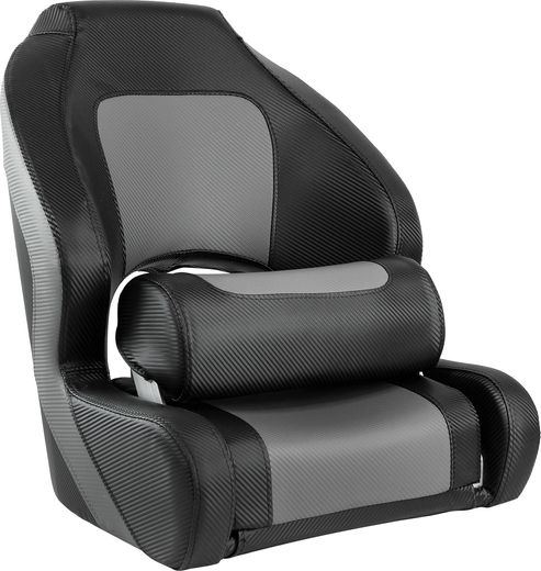 Кресло для катера (яхты) с болстером Deluxe Carbon, обивка черный/серый винил (4620136032568)