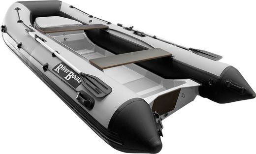 Лодка РИБ (RIB) RiverBoats RB 380 NEW, серо-белый, накладка на рундук, рым, ролик, защита киля, корпус белый
