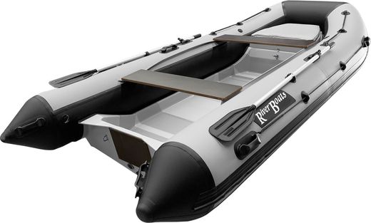 Лодка РИБ (RIB) RiverBoats RB 380 NEW, серо-белый, накладка на рундук, рым, ролик, защита киля, корпус белый