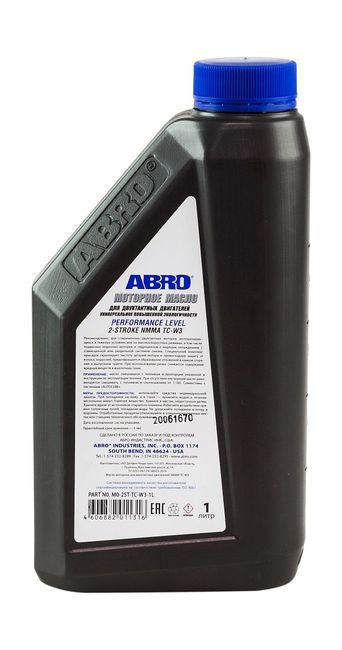 Масло ABRO API TC-W3 Premium 2-х тактное полусинтетика, 1 л