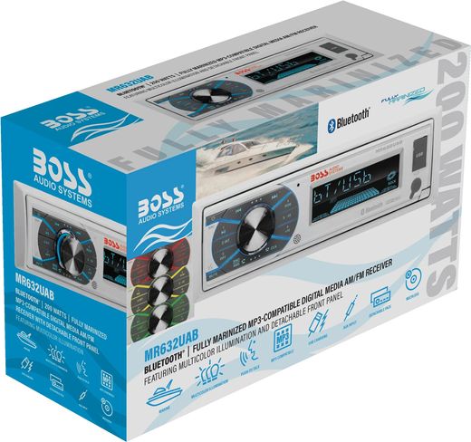Морская магнитола 1DIN BOSS MR632UAB