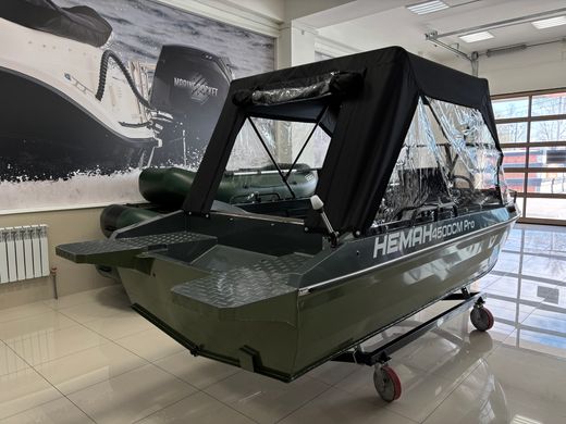 Моторная лодка, Неман 450 DCM PRO, зелёно-серая с Marine Rocket MR40FFEL