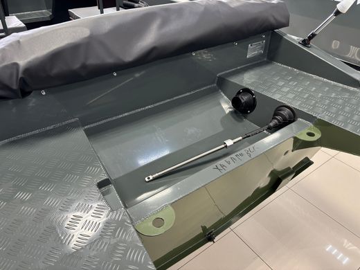Моторная лодка, Неман 450 DCM PRO, зелёно-серая с Marine Rocket MREF40FEL-T