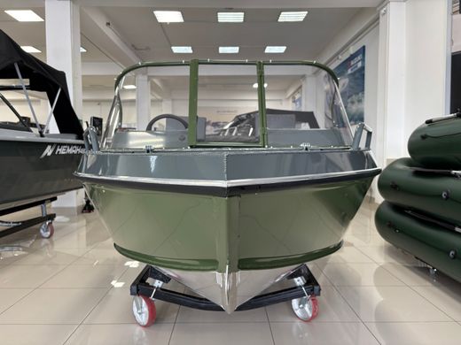 Моторная лодка, Неман 450 DCM PRO, зелёно-серая с Marine Rocket MREF40FEL-T