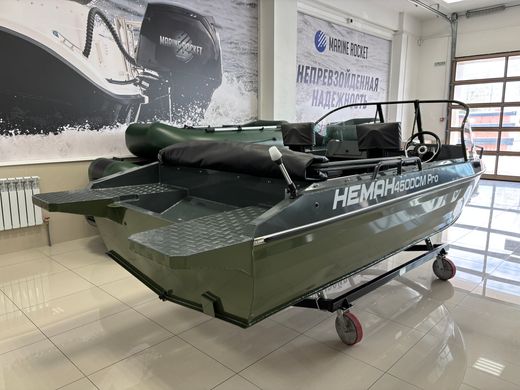 Моторная лодка, Неман 450 DCM PRO, зелёно-серая