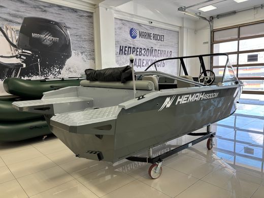 Моторная лодка, Неман 480 DCM FISH, св.серый-серый с Marine Rocket MREF40FEL-T