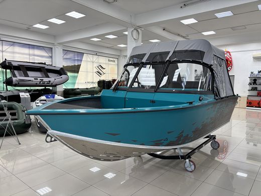 Моторная лодка, Триера 470 FISH, бирюзовый с Marine Rocket MREF60FVEL-T