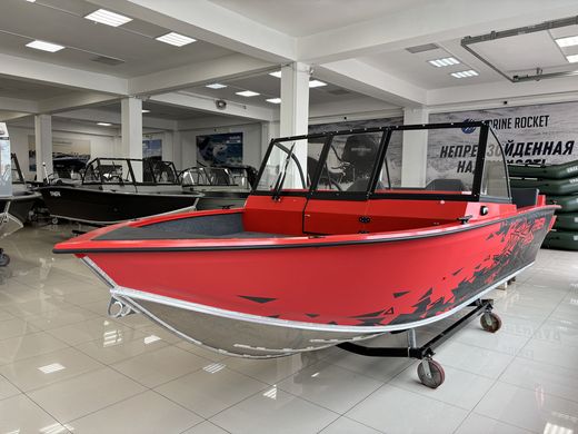 Моторная лодка, Триера 490 FISH, красный с Suzuki DF90ATL