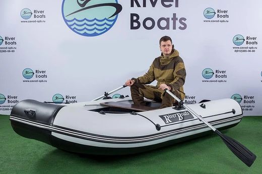 Надувная лодка ПВХ, RiverBoats RB 330 НДНД, серо-оранжевый