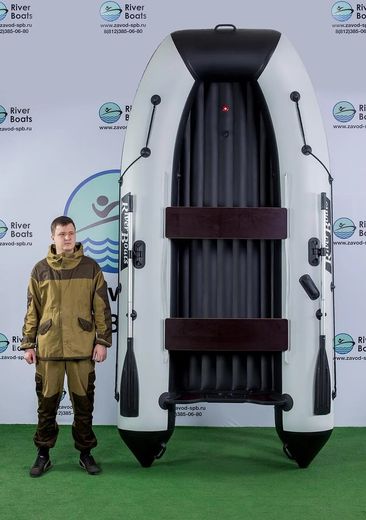 Надувная лодка ПВХ, RiverBoats RB 330 НДНД, серо-оранжевый