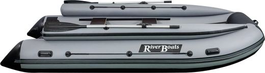 Надувная лодка ПВХ, RiverBoats RB 370 НДНД, ф/б, серо-белый