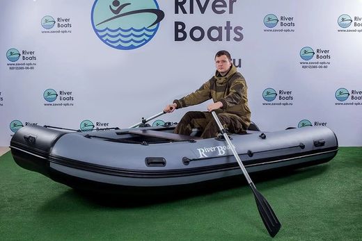 Надувная лодка ПВХ, RiverBoats RB 370 НДНД, серо-белый