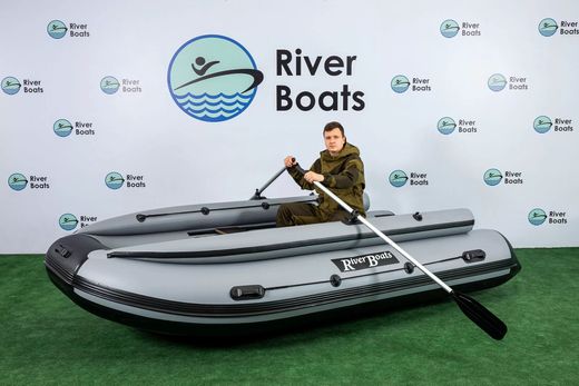 Надувная лодка ПВХ, RiverBoats RB 390 НДНД, ф/б, серо-белый