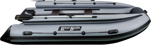 Надувная лодка ПВХ, RiverBoats RB 410 НДНД, ф/б, черно-серый