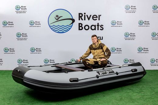 Надувная лодка ПВХ, RiverBoats RB 410 НДНД, серо-оранжевый