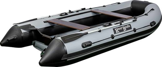 Надувная лодка ПВХ, RiverBoats RB 410 НДНД, серо-оранжевый