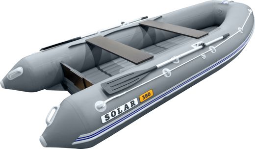 Надувная лодка ПВХ, SOLAR-380 К (Оптима), серый