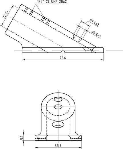 Основание стойки леера 7/8" (22,2 мм), 30 град, прямоугольное