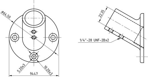 Основание стойки леера 7/8"(22,2 мм), 60 град, круглое