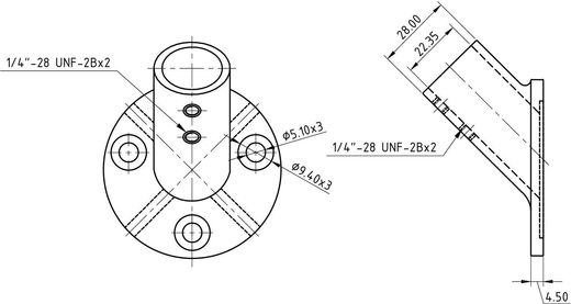 Основание стойки леера 7/8" (22 мм), 45 град, круглое