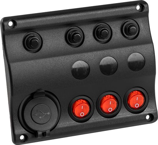 Панель бортового питания 3 переключателя, USB зарядка, индикация, автоматы