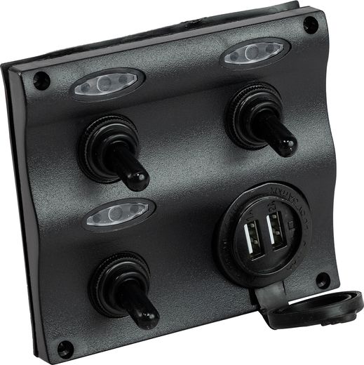 Панель бортового питания 3 переключателя, USB зарядка, индикация