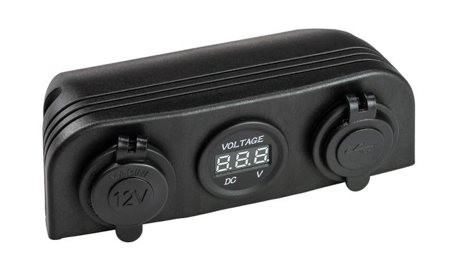 Панель с USB-разъемом 5в 2.1А, прикуривателем и вольтметром