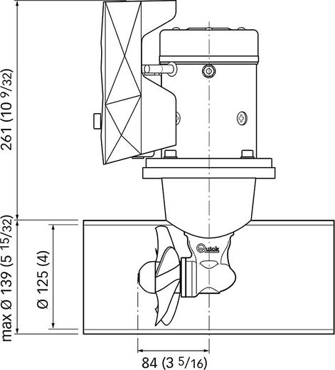 Подруливающее устройство Quick, D125mm, 40KGF, 12 В (TCD2042 - TCDEX08 - NO TNL)