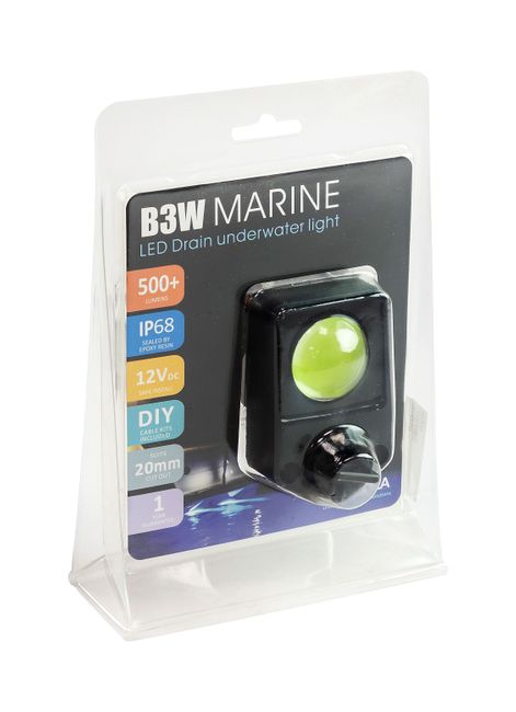 Подводный огонь со сливной пробкой B3W зелёный, 5w, АкваИДЕЯ / AquaIDEA