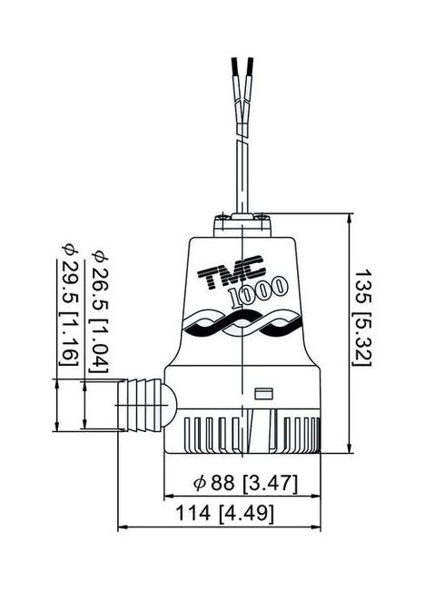 Помпа осушительная, 12 В, 1000GPH (3785 л/ч)