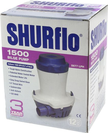 Помпа осушительная Shurflo, 12 В, 1500GPH (5677 л/час)