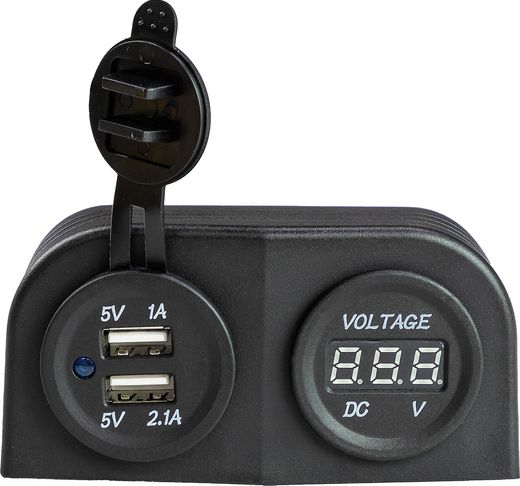 Разъем USB 5в 3.1А и цифровой вольтметр для крепления на приборную панель